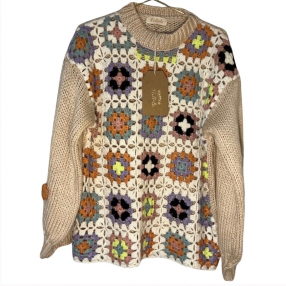 ♥️ Granny Square Sweater Grandmacore (INV 0016)